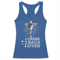 Religious Easter Racerback Tank Top 1 Cross 3 Nails Forgiven Jesus Christian Faith