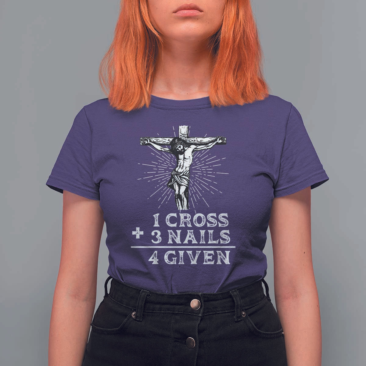 Religious Easter T Shirt For Women 1 Cross 3 Nails Forgiven Jesus Christian Faith