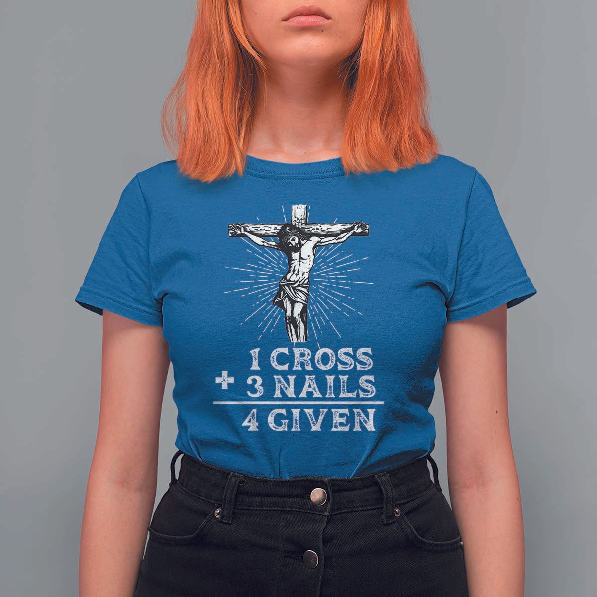 Religious Easter T Shirt For Women 1 Cross 3 Nails Forgiven Jesus Christian Faith