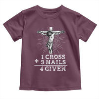 Religious Easter Toddler T Shirt 1 Cross 3 Nails Forgiven Jesus Christian Faith