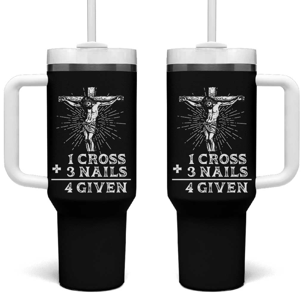 Religious Easter Tumbler With Handle 1 Cross 3 Nails Forgiven Jesus Christian Faith