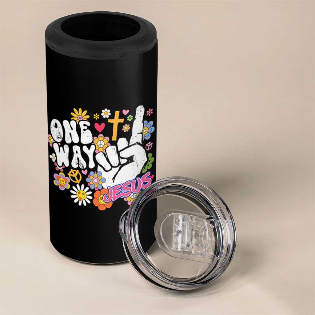 One Way Jesus 4 in 1 Can Cooler Tumbler Christian Relgion Retro Hippie