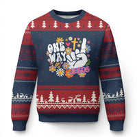 One Way Jesus Ugly Christmas Sweater Christian Relgion Retro Hippie - Wonder Print Shop