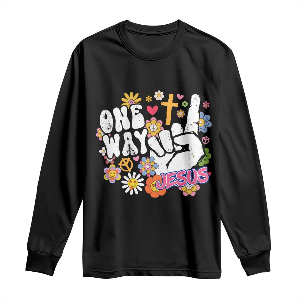 One Way Jesus Long Sleeve Shirt Christian Relgion Retro Hippie