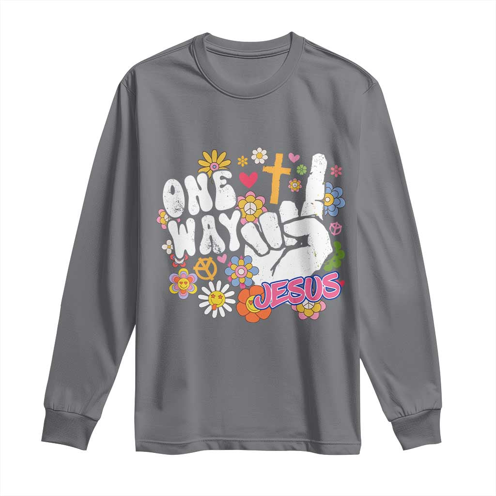 One Way Jesus Long Sleeve Shirt Christian Relgion Retro Hippie