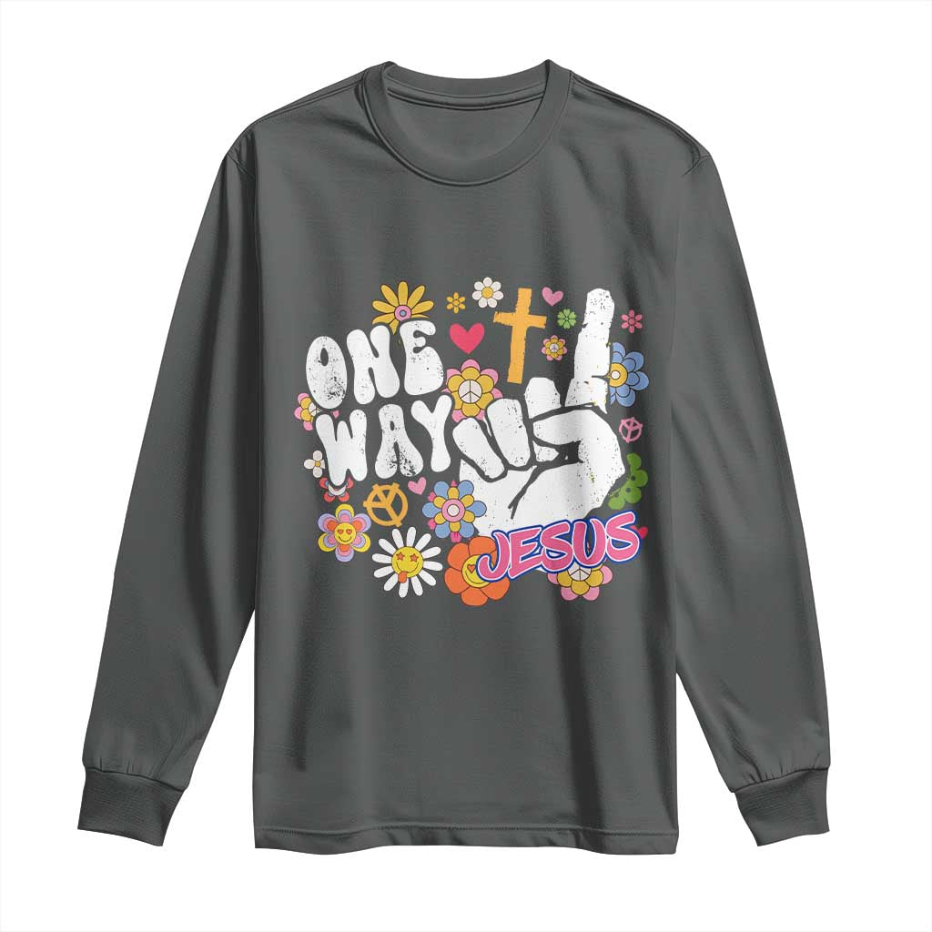 One Way Jesus Long Sleeve Shirt Christian Relgion Retro Hippie