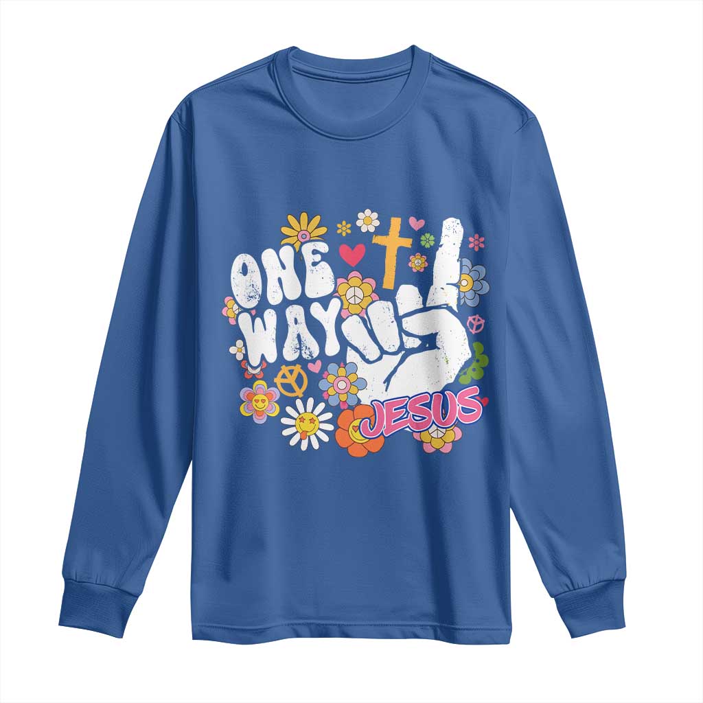 One Way Jesus Long Sleeve Shirt Christian Relgion Retro Hippie