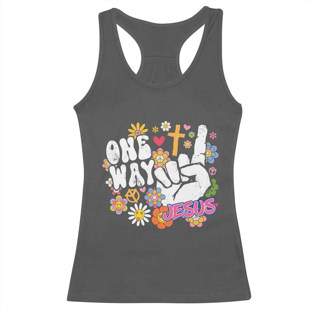 One Way Jesus Racerback Tank Top Christian Relgion Retro Hippie