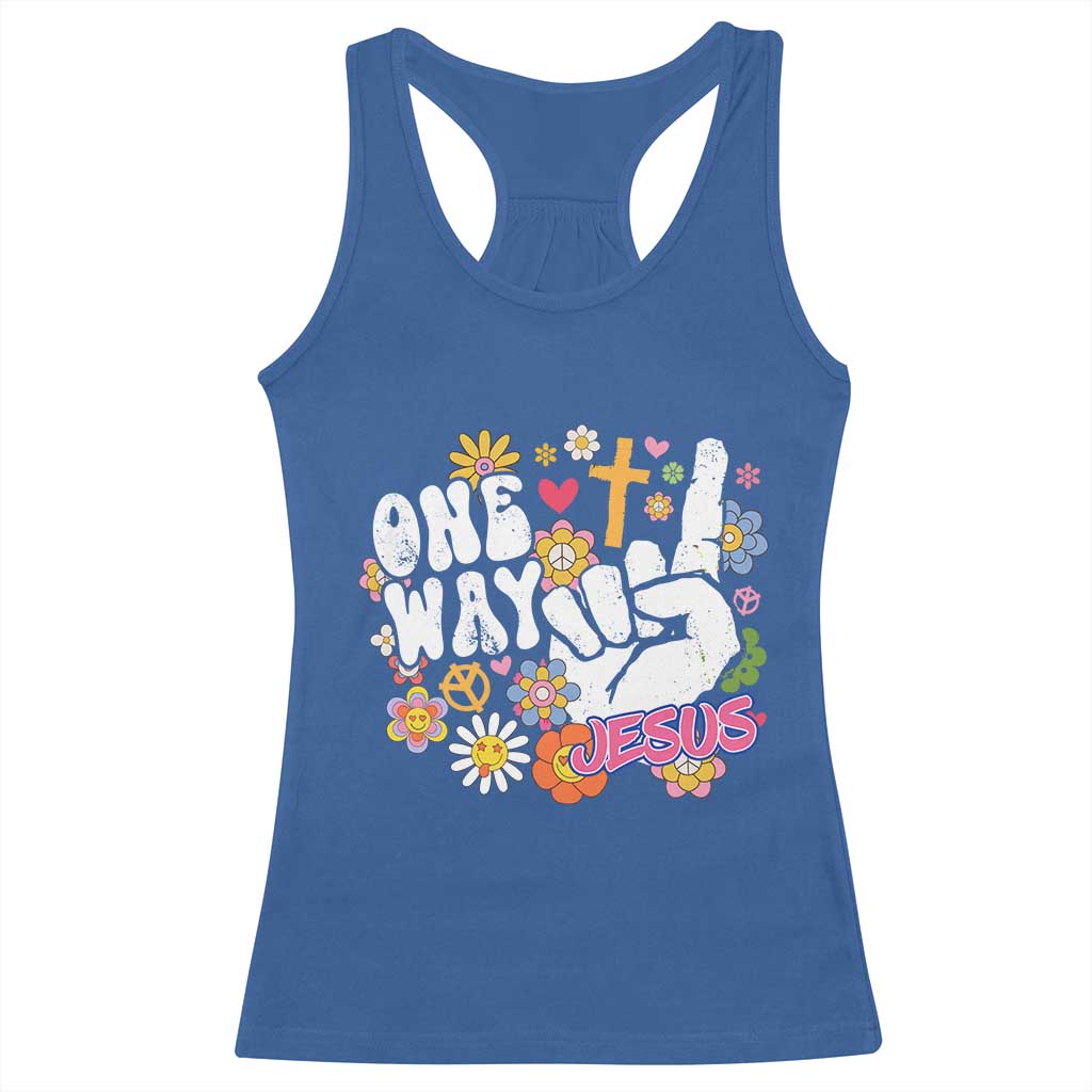 One Way Jesus Racerback Tank Top Christian Relgion Retro Hippie