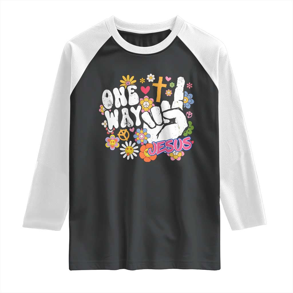 One Way Jesus Raglan Shirt Christian Relgion Retro Hippie