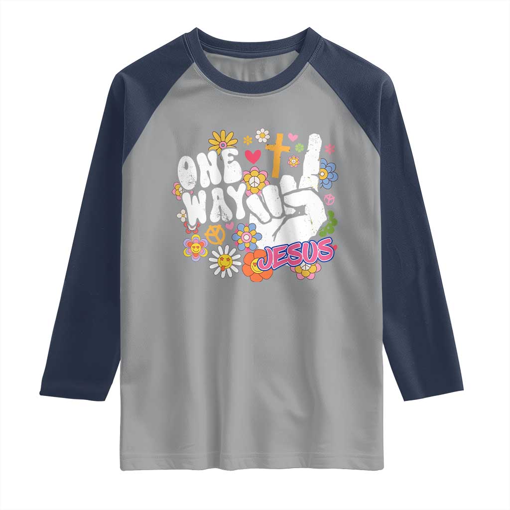 One Way Jesus Raglan Shirt Christian Relgion Retro Hippie
