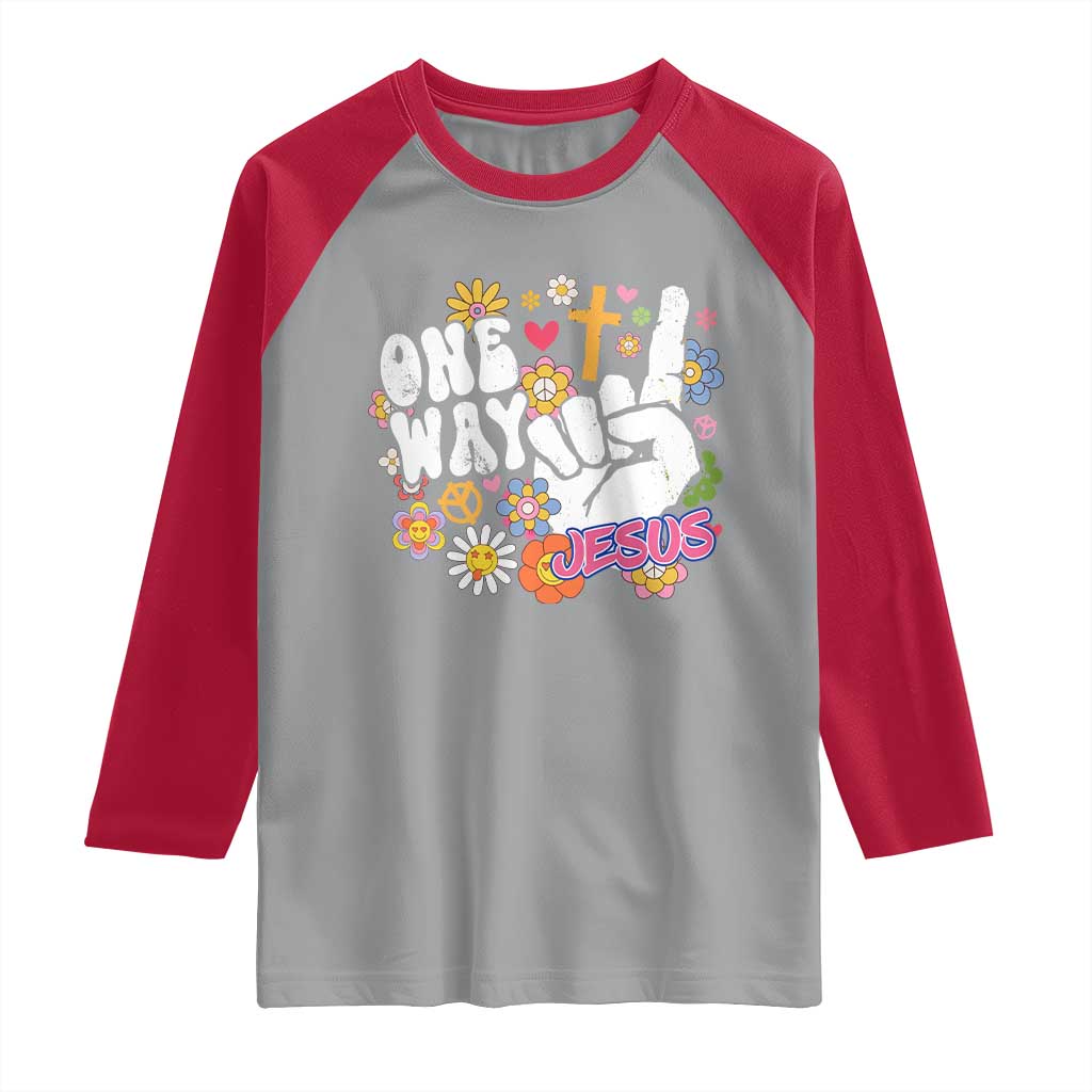 One Way Jesus Raglan Shirt Christian Relgion Retro Hippie