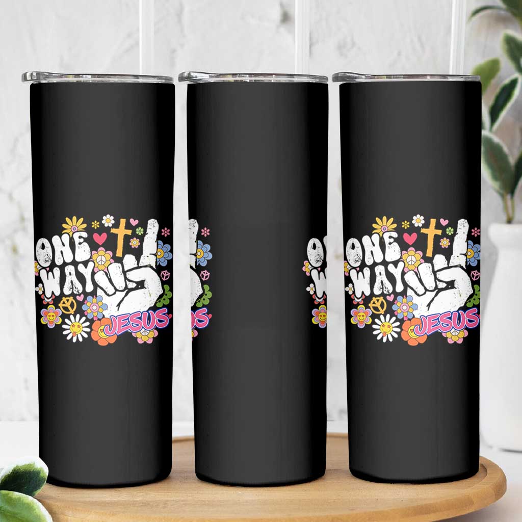 One Way Jesus Skinny Tumbler Christian Relgion Retro Hippie
