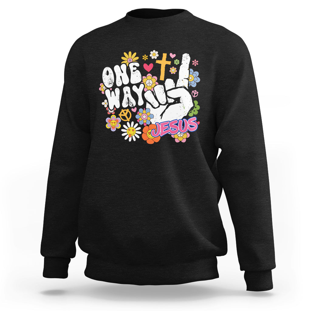 One Way Jesus Christian Relgion Retro Hippie T-shirt, Funny Jesus Shirt, Jesus Believer, Religious Shirt Sweatshirt - Wonder Print Shop