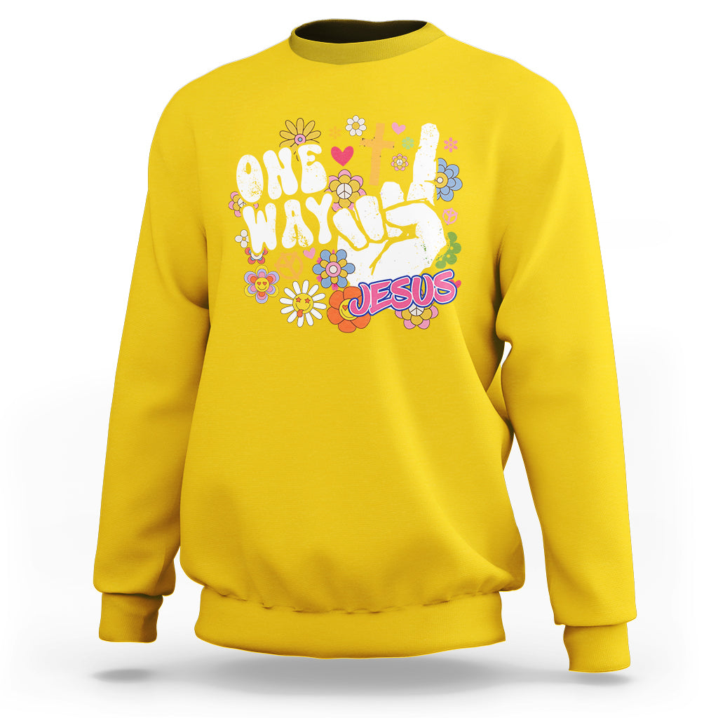 One Way Jesus Christian Relgion Retro Hippie T-shirt, Funny Jesus Shirt, Jesus Believer, Religious Shirt Sweatshirt - Wonder Print Shop