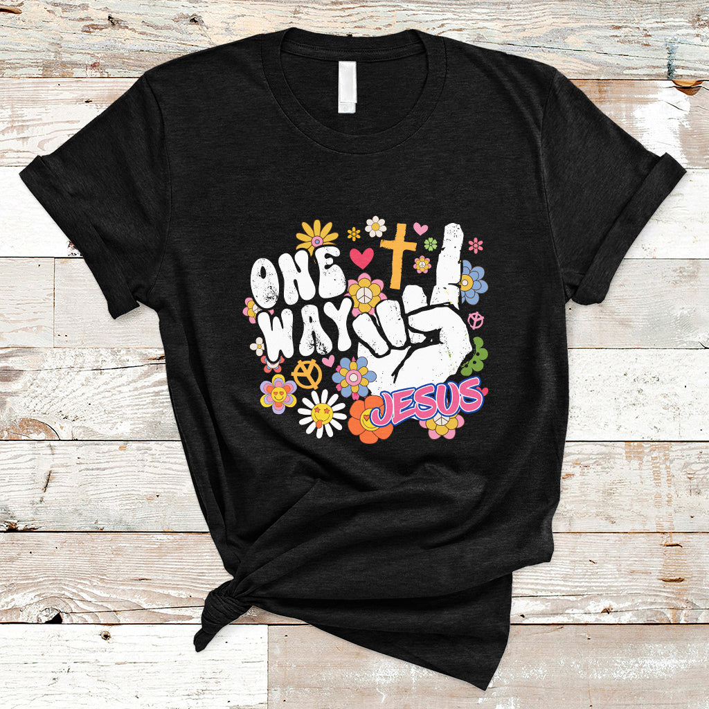 One Way Jesus Christian Relgion Retro Hippie T-shirt, Funny Jesus Shirt, Jesus Believer, Religious Shirt T-Shirt - Wonder Print Shop