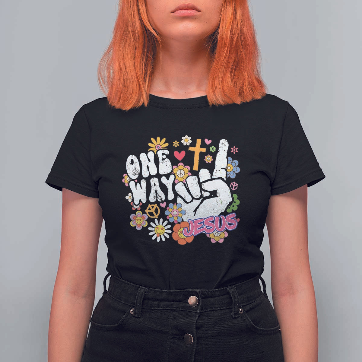 One Way Jesus T Shirt For Women Christian Relgion Retro Hippie