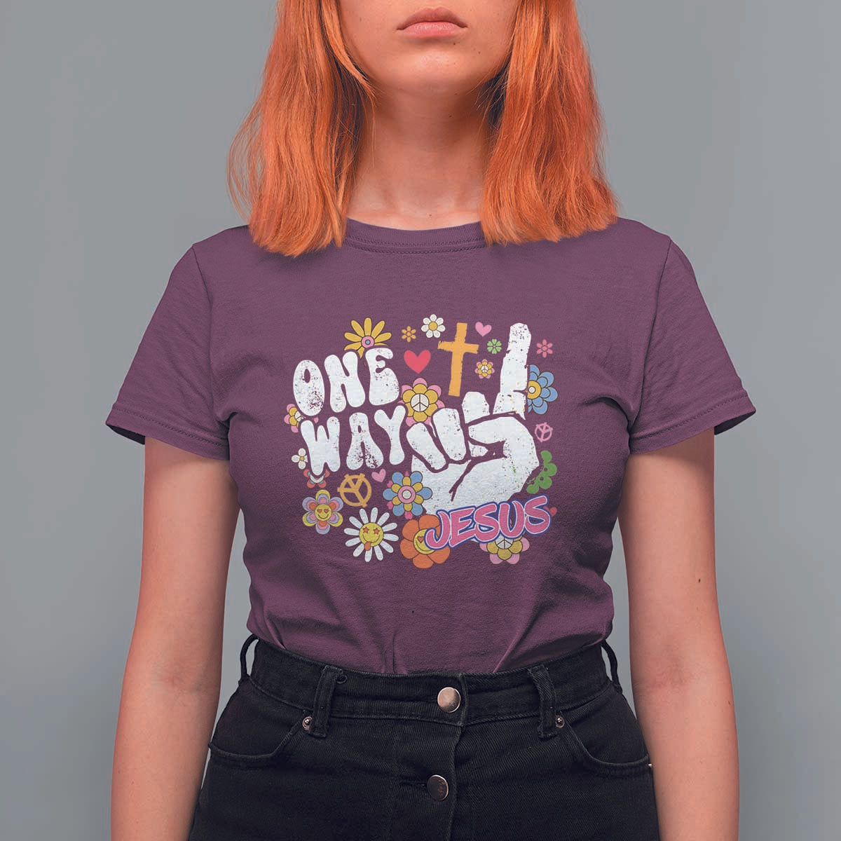 One Way Jesus T Shirt For Women Christian Relgion Retro Hippie