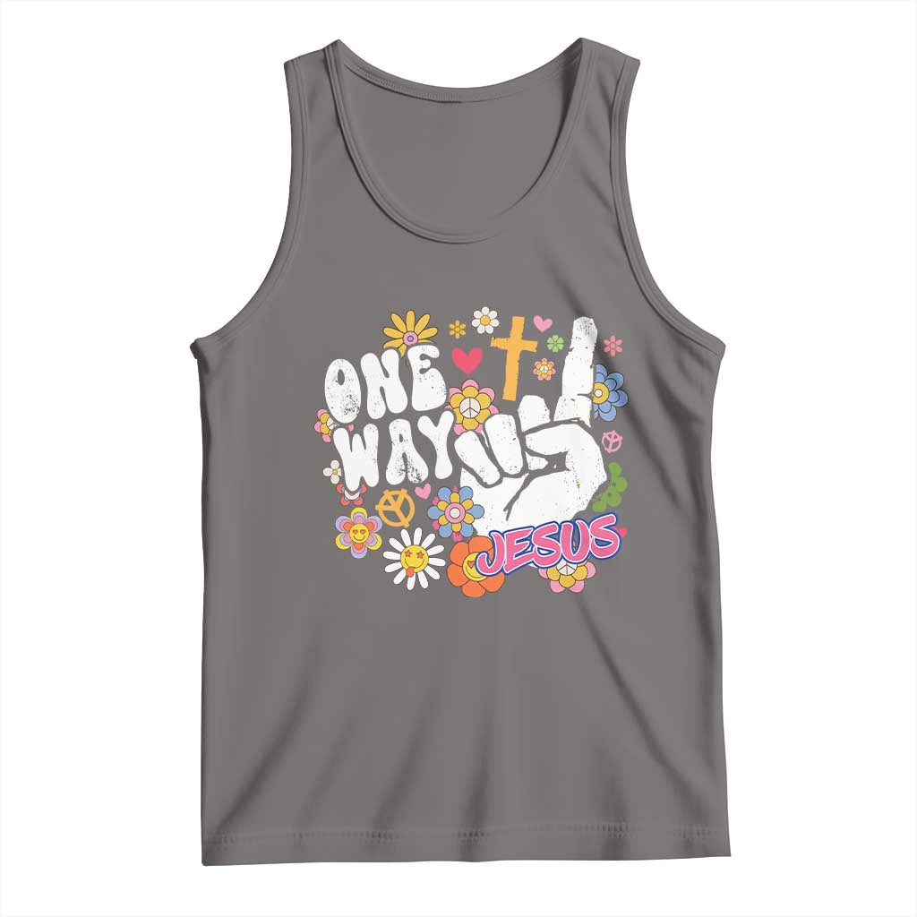 One Way Jesus Tank Top Christian Relgion Retro Hippie