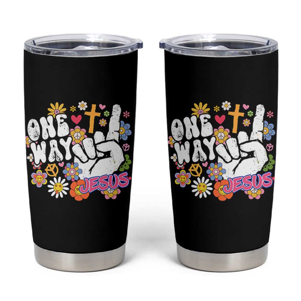 One Way Jesus Tumbler Cup Christian Relgion Retro Hippie