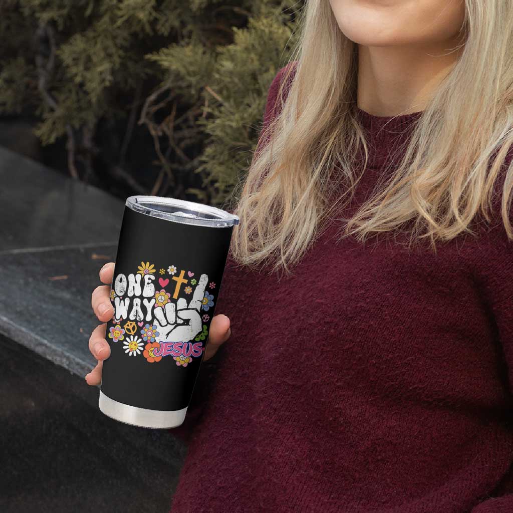 One Way Jesus Tumbler Cup Christian Relgion Retro Hippie