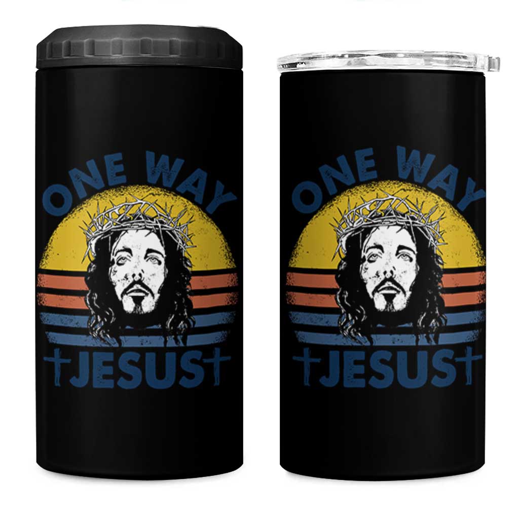 One Way Jesus 4 in 1 Can Cooler Tumbler Christian Relgion Retro Vintage