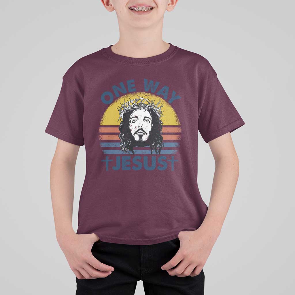One Way Jesus T Shirt For Kid Christian Relgion Retro Vintage