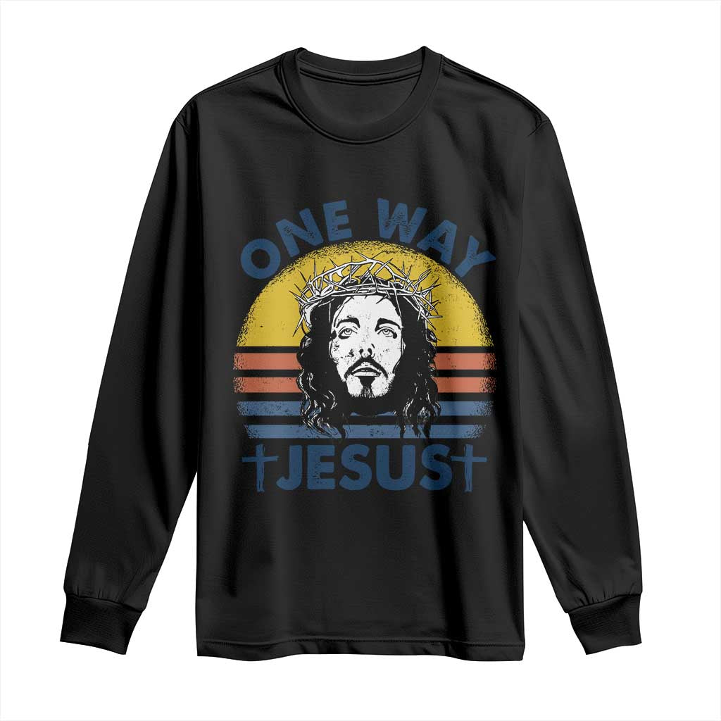 One Way Jesus Long Sleeve Shirt Christian Relgion Retro Vintage