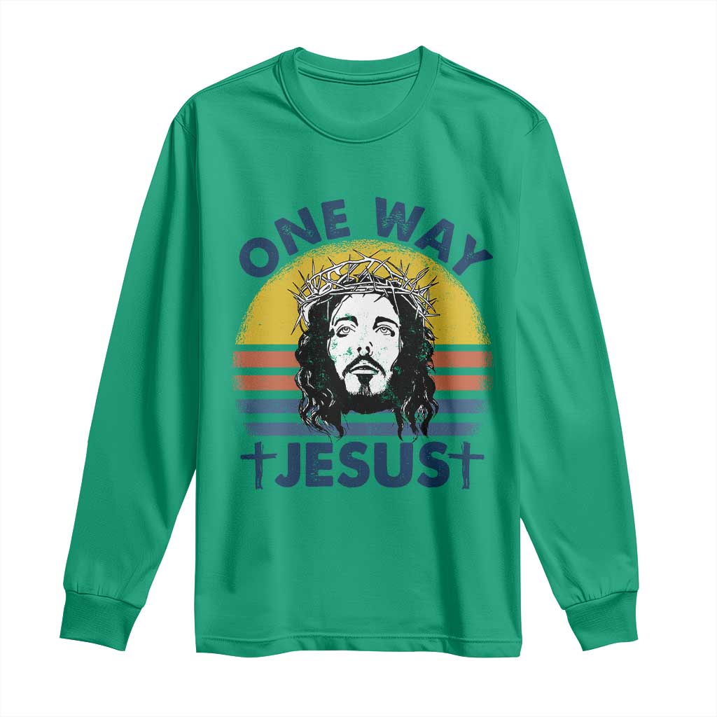 One Way Jesus Long Sleeve Shirt Christian Relgion Retro Vintage