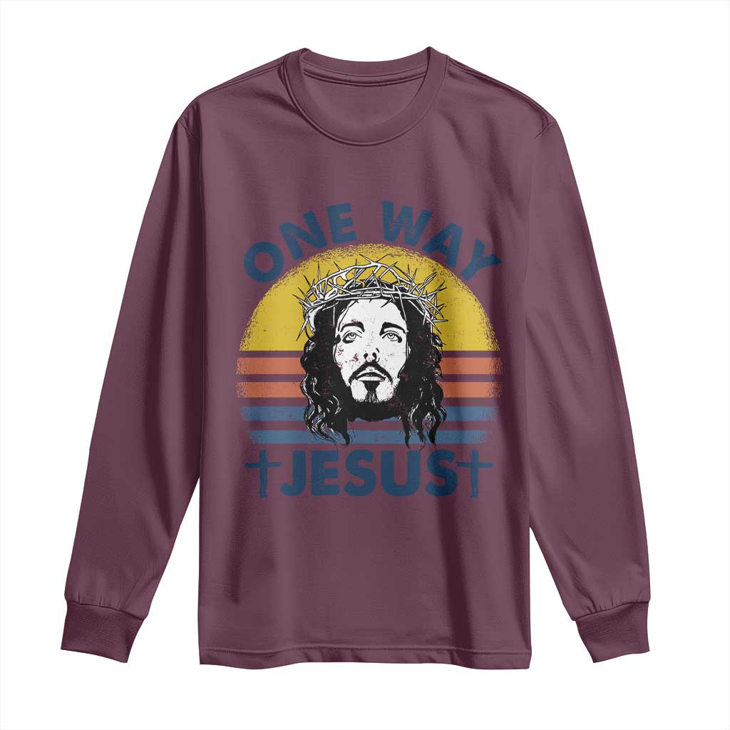 One Way Jesus Long Sleeve Shirt Christian Relgion Retro Vintage