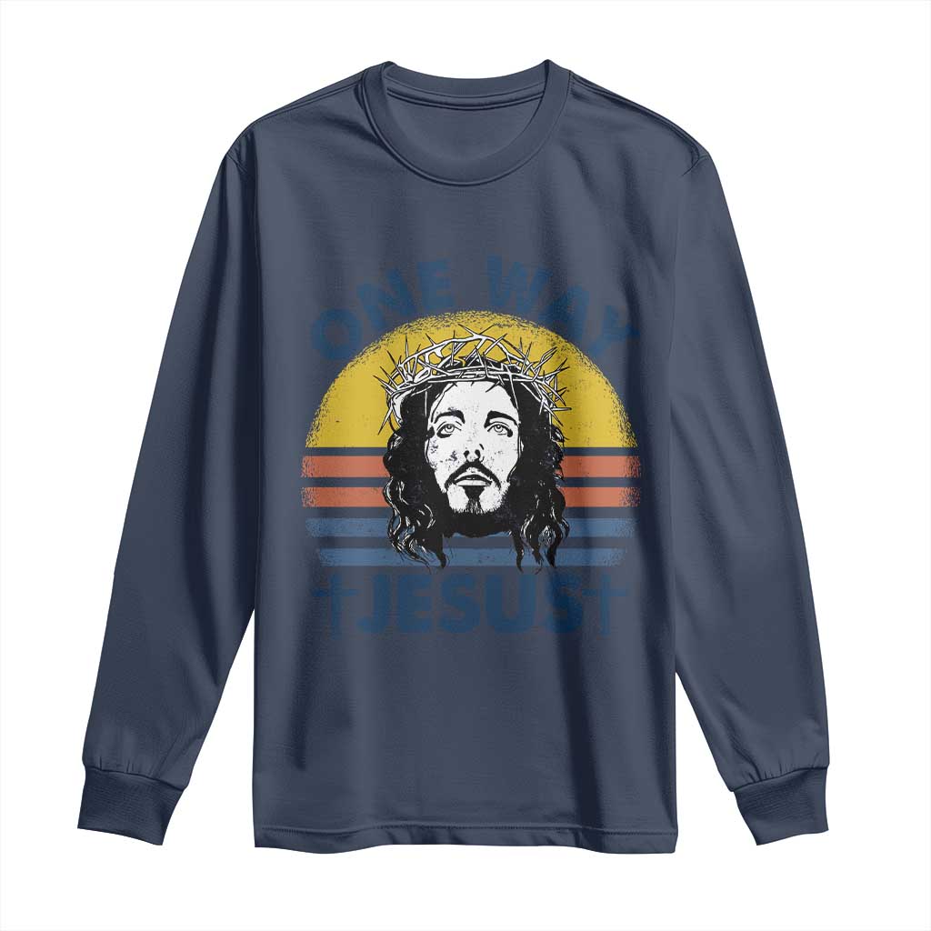 One Way Jesus Long Sleeve Shirt Christian Relgion Retro Vintage