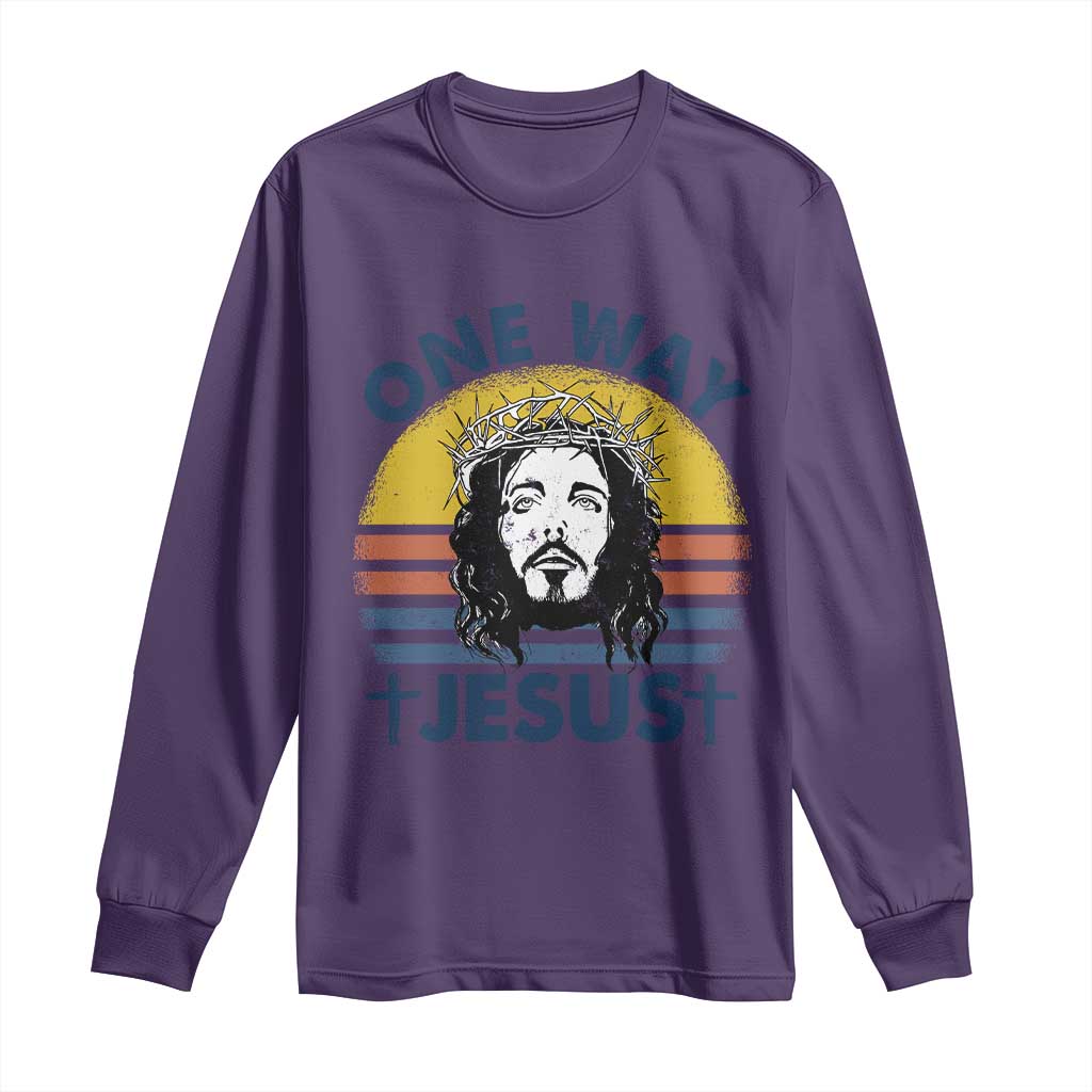 One Way Jesus Long Sleeve Shirt Christian Relgion Retro Vintage
