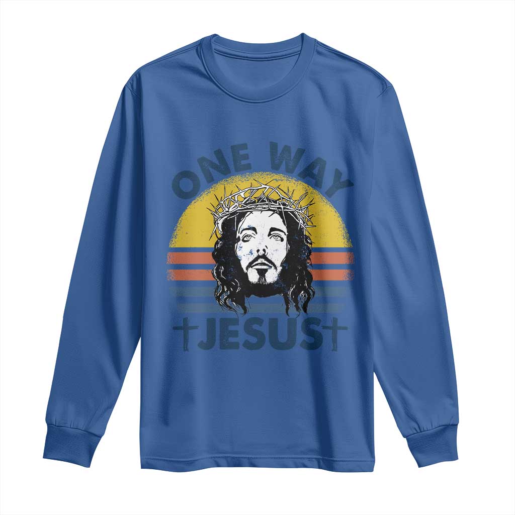 One Way Jesus Long Sleeve Shirt Christian Relgion Retro Vintage