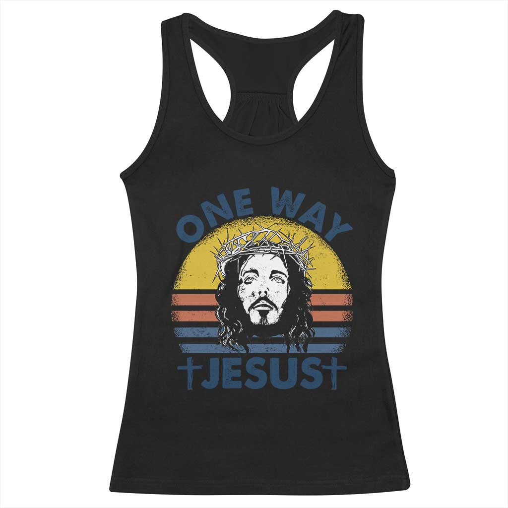 One Way Jesus Racerback Tank Top Christian Relgion Retro Vintage