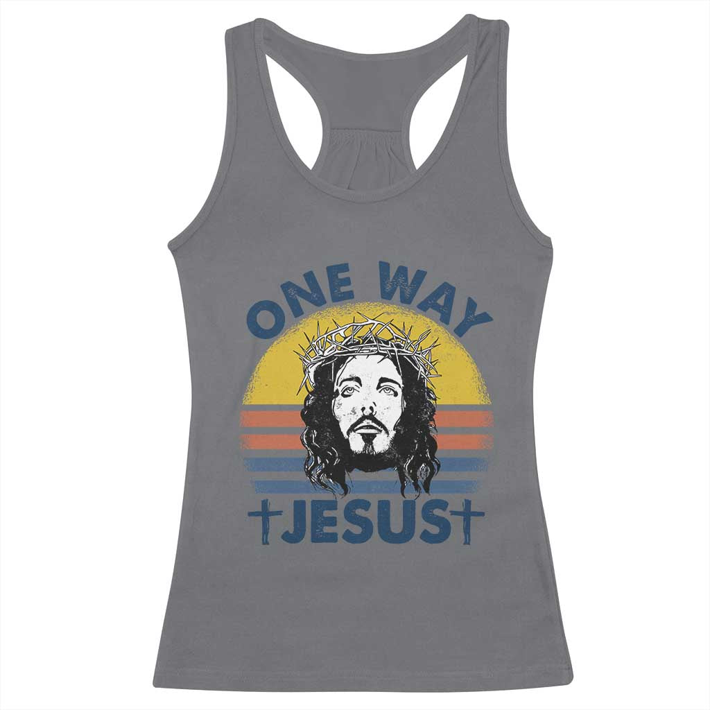 One Way Jesus Racerback Tank Top Christian Relgion Retro Vintage
