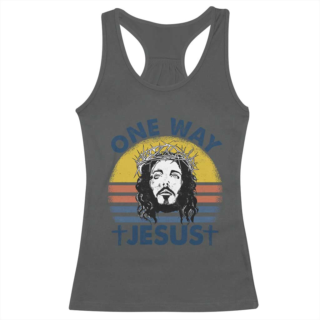 One Way Jesus Racerback Tank Top Christian Relgion Retro Vintage