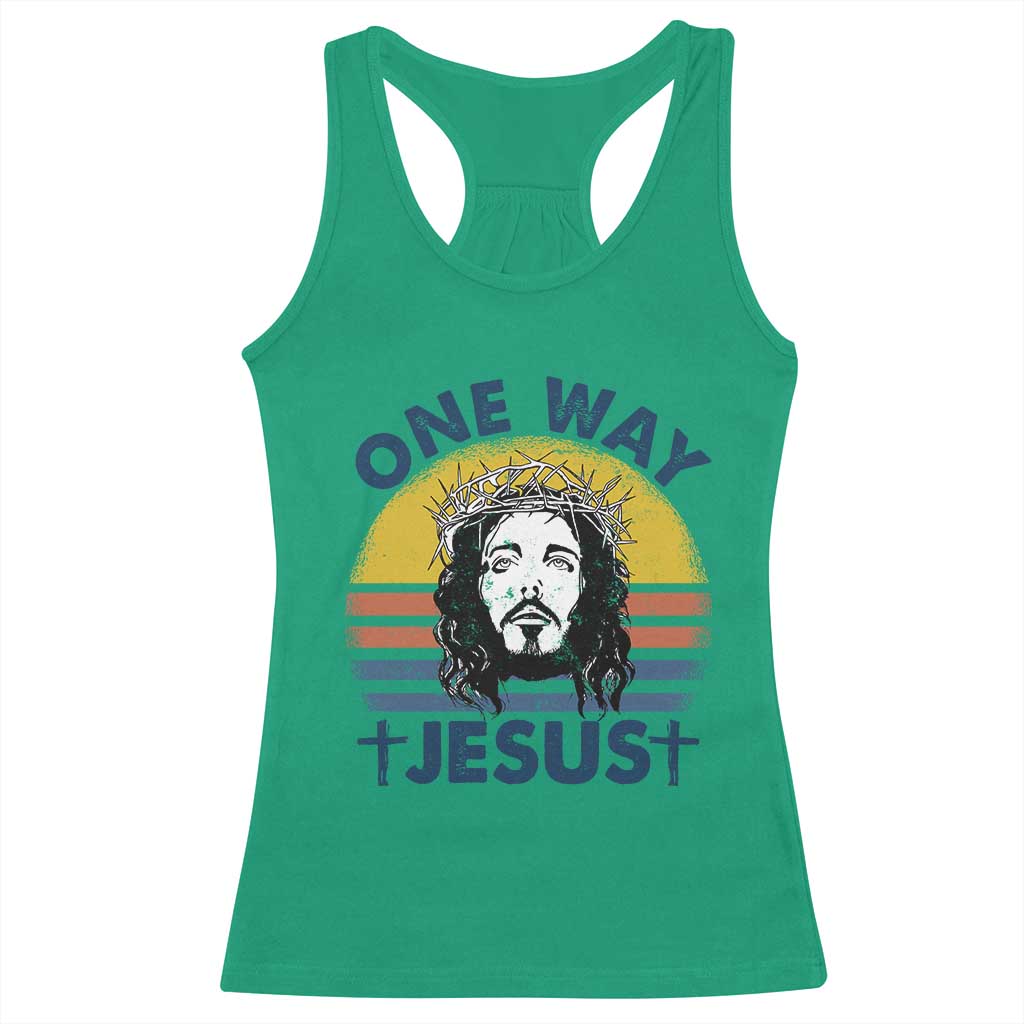 One Way Jesus Racerback Tank Top Christian Relgion Retro Vintage