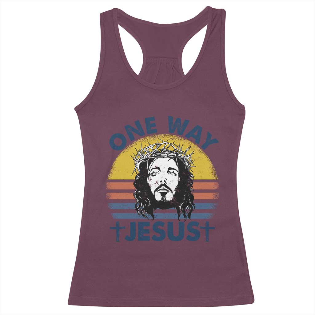 One Way Jesus Racerback Tank Top Christian Relgion Retro Vintage