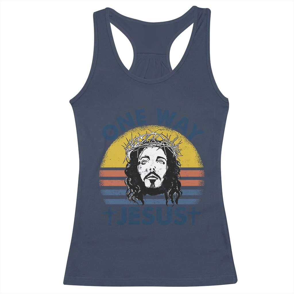 One Way Jesus Racerback Tank Top Christian Relgion Retro Vintage