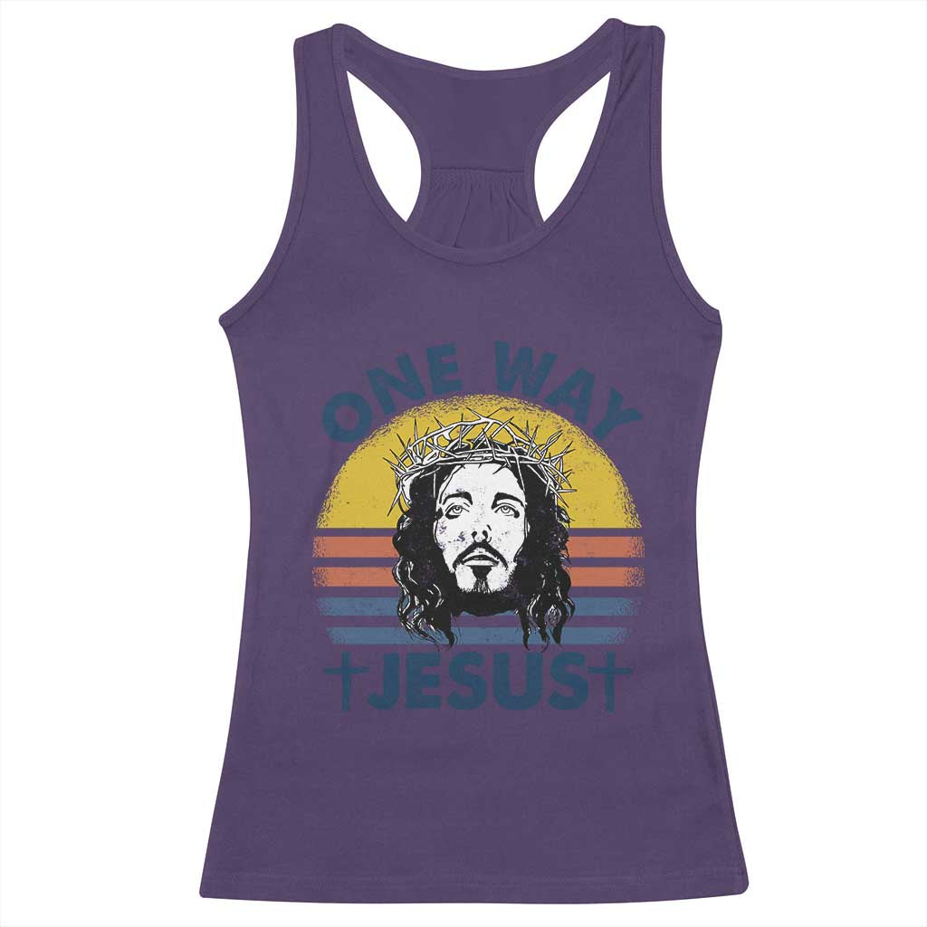 One Way Jesus Racerback Tank Top Christian Relgion Retro Vintage