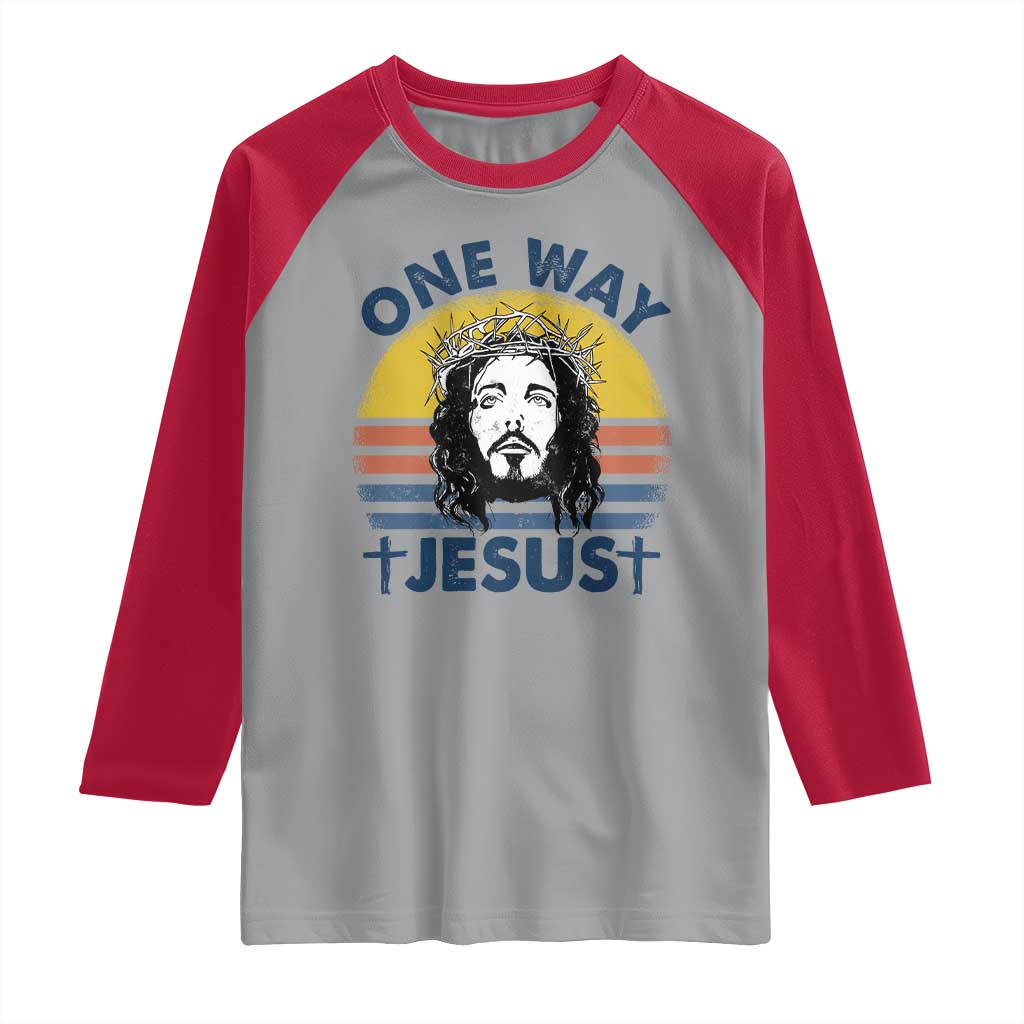 One Way Jesus Raglan Shirt Christian Relgion Retro Vintage
