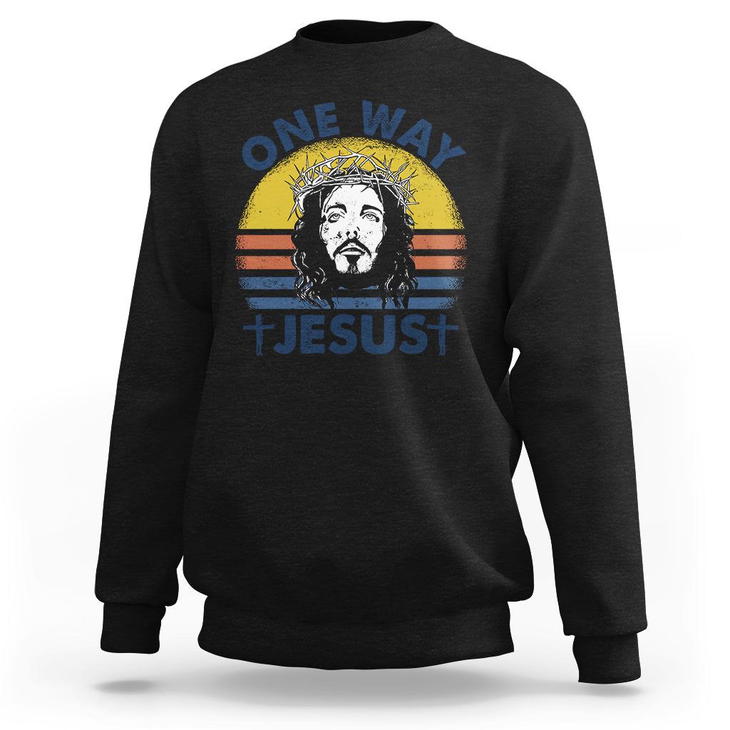 One Way Jesus Christian Relgion Vintage T-shirt, Funny Jesus Shirt, Jesus Believer, Religious Shirt Sweatshirt - Wonder Print Shop