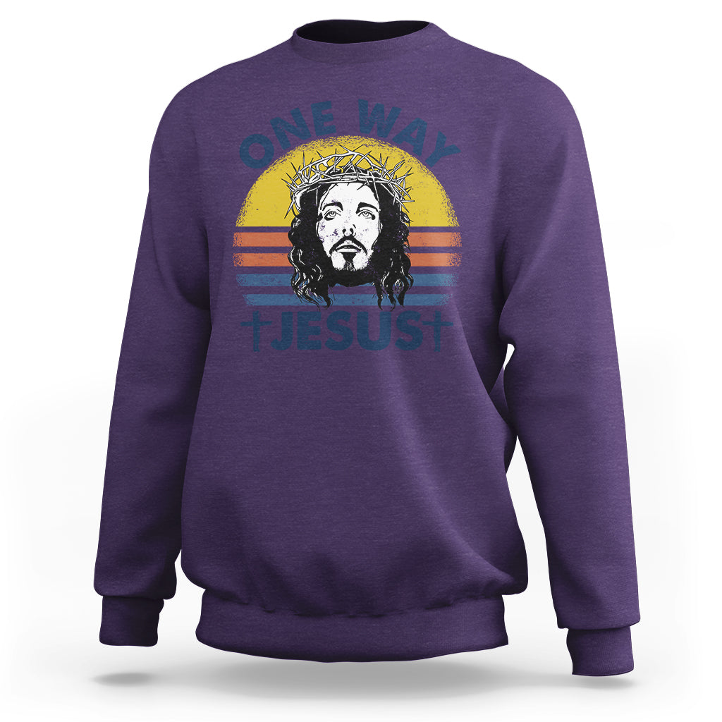 One Way Jesus Christian Relgion Vintage T-shirt, Funny Jesus Shirt, Jesus Believer, Religious Shirt Sweatshirt - Wonder Print Shop