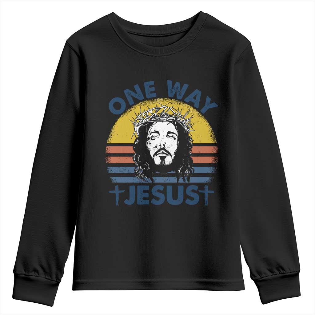 One Way Jesus Youth Sweatshirt Christian Relgion Retro Vintage