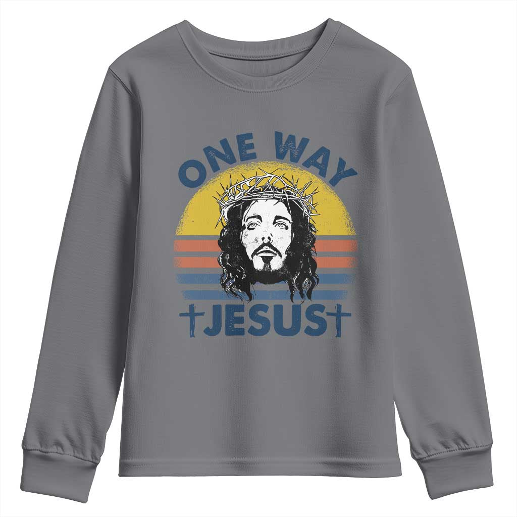 One Way Jesus Youth Sweatshirt Christian Relgion Retro Vintage