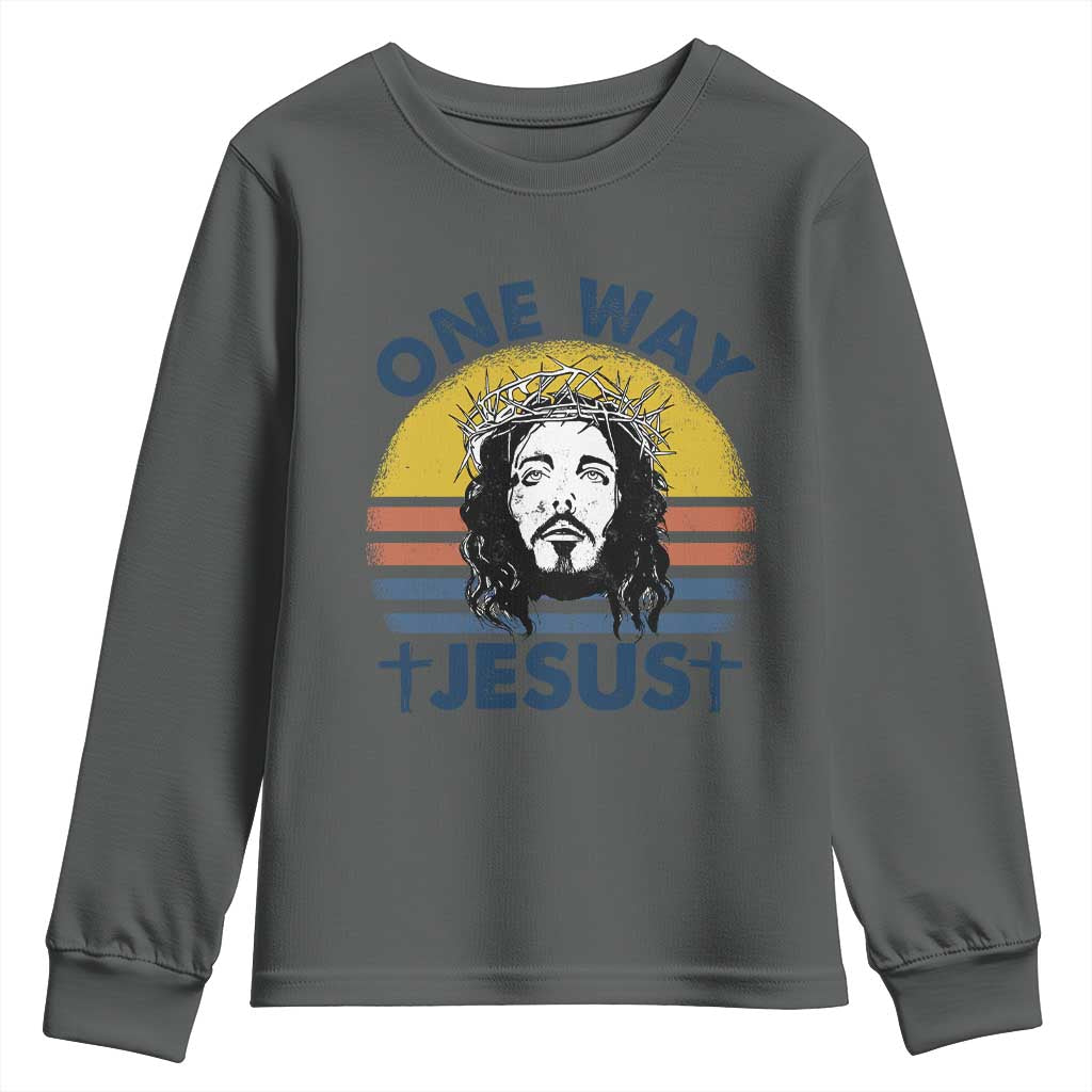 One Way Jesus Youth Sweatshirt Christian Relgion Retro Vintage