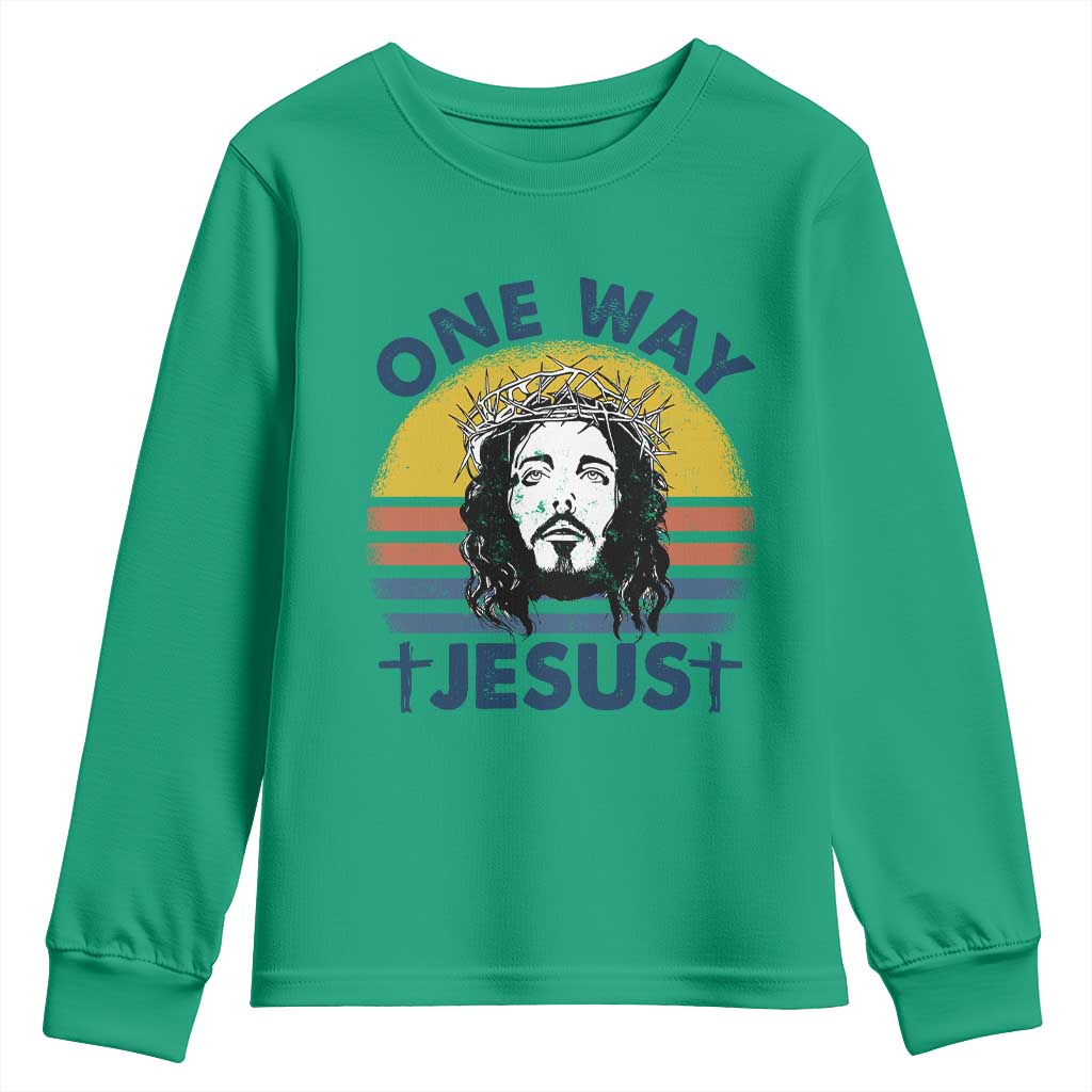 One Way Jesus Youth Sweatshirt Christian Relgion Retro Vintage