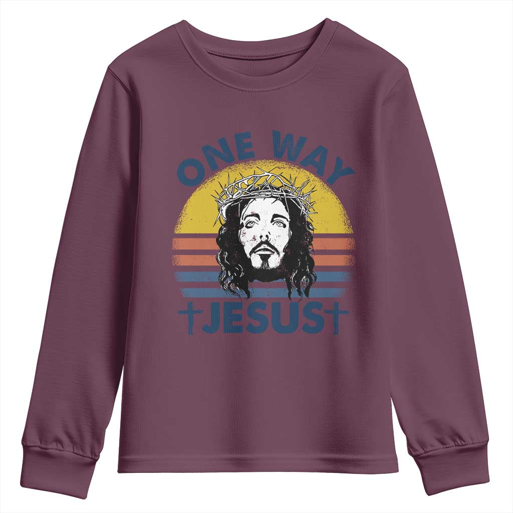 One Way Jesus Youth Sweatshirt Christian Relgion Retro Vintage