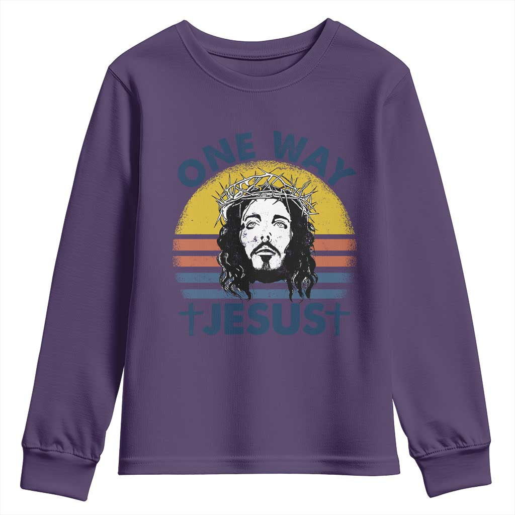 One Way Jesus Youth Sweatshirt Christian Relgion Retro Vintage