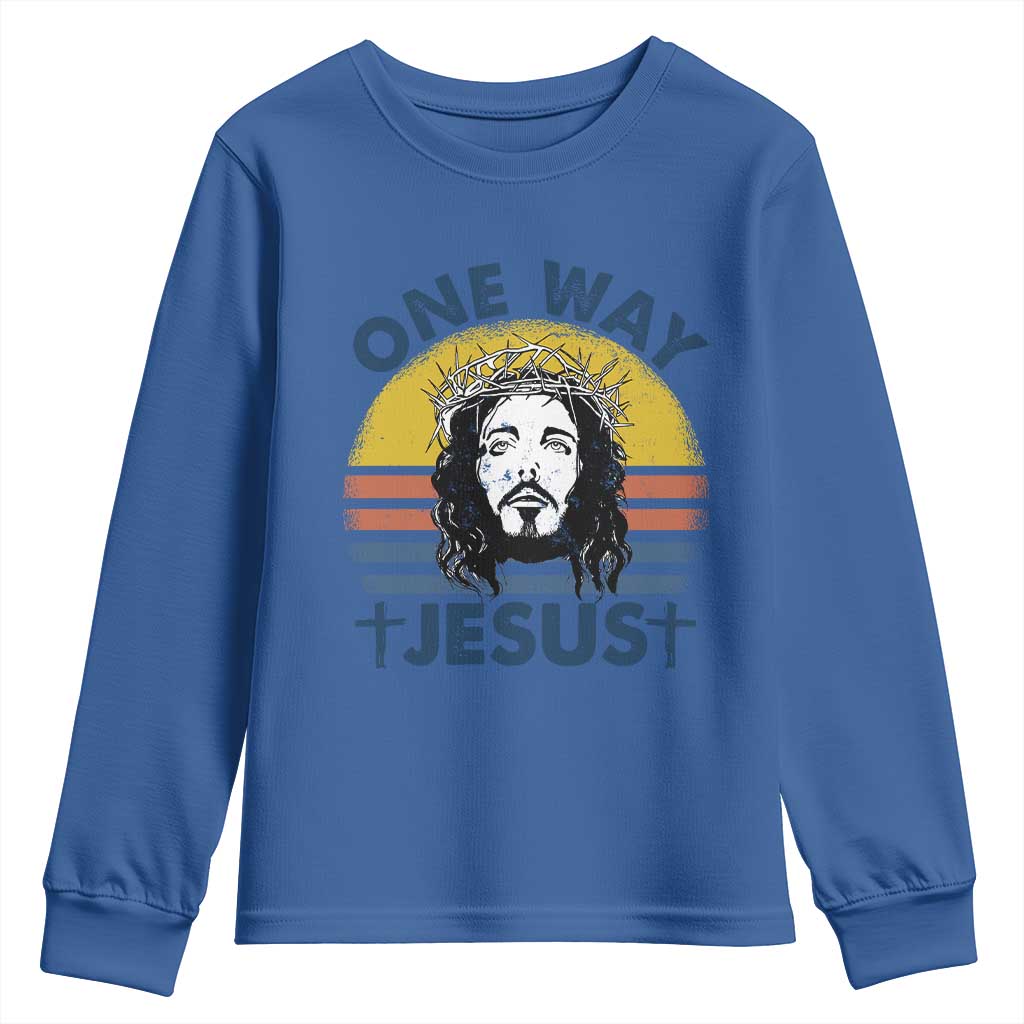 One Way Jesus Youth Sweatshirt Christian Relgion Retro Vintage